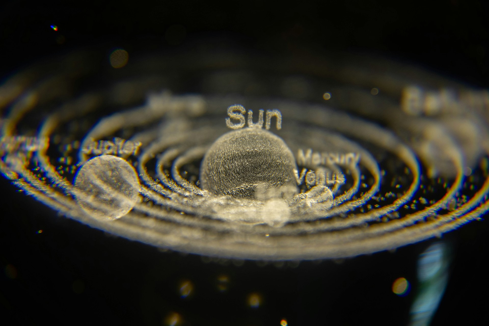 The solar system depicted with a clear sun.